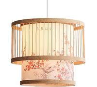 Modern Chinese Style Lamp Shade Hollow Pendant Lamp Japanese Style Cage Metal Chandeliers V-intage Style Adjustable Wicker Design Lamp Fixtures,Soft Light