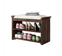 Modern Chinese Style Shoe Bench Solid Wood Entryway nizer with Leather Upholstered Seat Versatile Shoe Rack Cabinet 28x18x12 IN Storage Solution