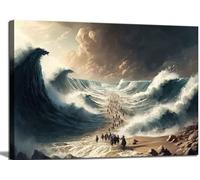 Modern Christian Canvas Wall Art Bible Stories Moses Parting Egypt Crossing the Red Sea Picture Jesus Religion Wall Decor Poster Print for Living room Bathroom Office Bedroom Home Decoration