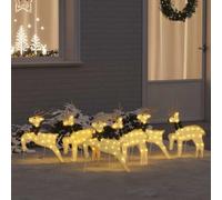 Modern Christmas LED Reindeers, 6 pcs Gold Fabric Decor, USB Powered, Durable Indoor Outdoor Festive Mood Lighting for Holidays