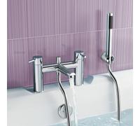 Modern Chrome Bath Shower Bridge Deck Mounted Mixer Tap and Handset