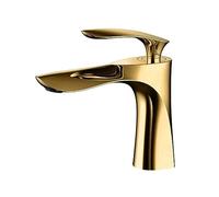 Modern Chrome Bathroom Faucet Single Handle Hot Cold Water Tap for Sink Sleek Basin Mixer MP19 1 Gold Finish Stylish Bathroom Sink Accessory