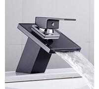 Modern Chrome Bathroom Waterfall Sink Faucet - Stylish Brass Basin Mixer Tap with 3/8" Hose Perfect for Luxury Countertop Installations and Contemporary Decor