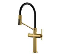 Modern Chrome Brass Pull-Out Hot and Cold Water Single Hole Kitchen Faucet Luxury 2 Function Drinking Water Mode Sink(G9/16/Brushed Gold 02)