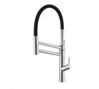 Modern Chrome Brass Pull Out Kitchen Faucet Modes Ceramic Valve Hot/Cold Water High Arc 360 Swivel Sink Mixer Tap(G9/16/Chrome)