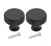 Modern Chrome Cabinet Knobs 2pc Aluminium Alloy(Black)