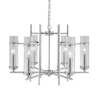 6 Lights Chrome Ceiling Fitting Pendant Light with Clear Glass Cylinder Shade