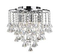 Modern Chrome Crystal Flush Light With Diamond Drops