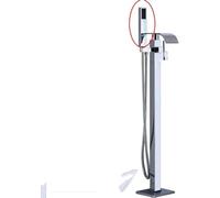 Modern Chrome Finish Floor Mounted Faucet Tap Set with Waterfall Bath Spout Plastic Hand Shower Free Standing Bathtub Accessories