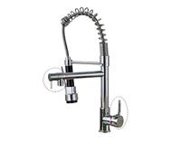 Modern Chrome Pull-Down Kitchen Faucet with Dual Sprayer and Spring Hose - Stylish, Flexible Design for Easy Use and Enhanced Cleaning (1pc)