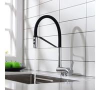 Modern Chrome Pull-Out Kitchen Faucet - Space-Saving Single Lever Mixer with Flexible Hose High Arc Design Easy Installation Durable & Stylish for Contemporary Kitchens & Home Improvement