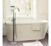 Modern Chrome Round Floor Mounted Freestanding Bath Shower Mixer Tap Nes Home Metallic Silver One Size