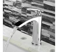 Modern Chrome Single Handle Bathroom Sink Faucet Ceramic Valve Low-Profile Design Stylish Waterfall Spout for Elegant Washbasin Contemporary Bathroom Fixtures