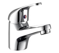 Modern Chrome Single Lever Basin Mixer Tap with Flexi Hoses - Solid Bass Deck Mounted