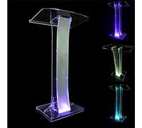 Modern Church Pulpit Acrylic Podium with Light - Versatile Lectern for Office Wedding Conference Debate and Hotel Reception - Stylish Presentation Stand