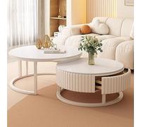 Modern Circle Coffee Table Set - 2 In 1 Round Coffee Tables, 31.5" White, Easy Assembly For Living Room, Bedroom, Office