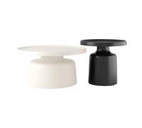 Modern Circle Fluted Coffee Table Set - Elegant Black & White Design, Curved, Stylish Living Room Decor, Large 27.6" & Small 19.7" Sizes