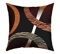 Modern Circles Grid Throw Pillow Covers Black Burgundy Red Plaid Lines Pillow Cases for Teens Adults Geometric Simple Stripes Spiral Cushion Covers for Housewarming RV Bed 18x18 Inch Set of 4