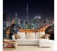 Modern City at Night Wallpaper 274x203cm Urban Architecture Wallpaper Murals,for Living Room Not Self Adhesive Wall Paper Large Mural & Room Decor