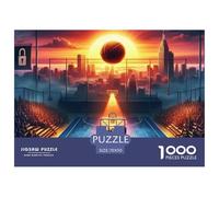 Modern City Solar Eclipse Jigsaw Puzzle for Adults 1000 Piece Jigsaw Puzzle Night Skyline Relaxing Focus Home Decor Gift 70x50cm/1000pcs