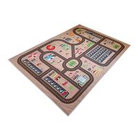 Modern City Toy Activity Playmat Road game mat， City Traffic Pattern Play Mat Grey Khaki Multiple Sizes 8mm Thick(Khaki,100*180cm)