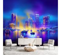 Modern Cityscape Architecture Skyline Wallpaper Room Decor Skyscraper Boat Wall Mural Decoration Poste Premium Non-Woven Wall Mural Wallpaper for Living Room Bedroom 450 x 315 cm