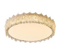Modern Classic Crystal Flush Mount Ceiling Light Roundd Led Ceiling Lamp with Ornate Metal Pattern Glass 15.75 inch Fixture for Living Room Bedroom Dining Room Hotel Decor