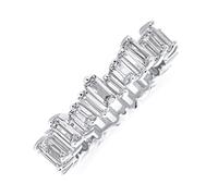 Modern Classic Cubic Zirconia AAA CZ Staggered Alternating Zigzag Baguette Anniversary Eternity Wedding Band Ring For Women .925 Sterling Silver