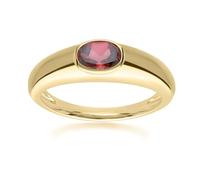 Modern Classic Oval Garnet Ring in Gold Plated Silver (L)