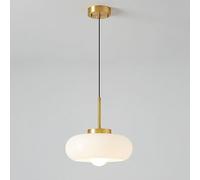Modern Classic Pendant Light, Dome Shaped Glass Hanging Lamp, White Shade, Adjustable with E27 Socket, Ideal for Hallways, Nightstands, Kitchen Islands