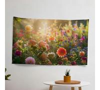 Modern Claude Monet's Flower Garden Wall Tapestry | 100% Cotton Back, Ranforce Fabric, Certified Vivid Sublimation Printing
