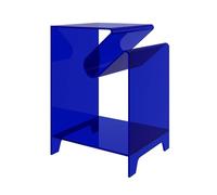 Modern Clear Acrylic End Table - Multifunctional Side Table with Magazine Rack - 22x15.75x13.78 inches - Gray with Orange Accents