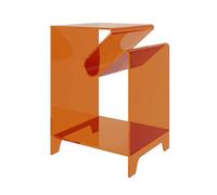 Modern Clear Acrylic End Table - Multifunctional Side Table with Magazine Rack - 22x15.75x13.78 inches - Gray with Orange Accents