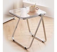 Modern Clear Acrylic Side Table - Portable Foldable End Table for Sofa & Bedside Compact Coffee Table for Living Room Bedroom & Kitchen - Stylish Clear Design