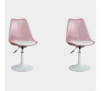 Modern Clear Acrylic Tulip Dining Chairs - 360° Adjustable Height Armless with PU Cushion Set of 2 Round Base Supports 350 lb - Stylish Kitchen Furniture.