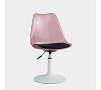 Modern Clear Acrylic Tulip Swivel Dining Chair - 360° Adjustable Height Armless with PU Cushion & PP Backrest Supports 350 lbs Stylish White Round Base (1PC)