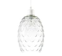 Modern Clear Embossed Glass Pendant Light Shade with Scalloped Pattern | Repeating Unique Fish Scale Pattern | 23cm x 17cm by Happy Homewares