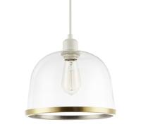 Happy Homewares Modern Clear Glass Bowl Pendant Light Shade with Antique Brass Rim