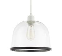 Happy Homewares Modern Clear Glass Bowl Pendant Light Shade with Matte Black Rim