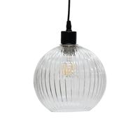 Modern Clear Ribbed Glass Globe Easy Fit Pendant Shade Ceiling Lightshade