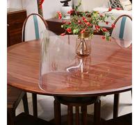 Modern Clear Round Table Protector - 2mm Thick PVC Tablecloth, Heat & Oil Resistant Soft Glass Plastic Cover(Diameter 110cm)