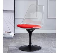 Modern Clear Swivel Dining Chair with Acrylic Seat PU Leather Cushion Armless Design for Kitchen Bar Bedroom Makeup Living Room - Black Base Office Chair