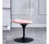 Modern Clear Swivel Dining Chair with Acrylic Seat PU Leather Cushion Armless Design for Kitchen Bar Bedroom Makeup Living Room - Black Base Office Chair