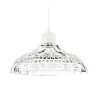 Modern Clear Textured Glass Pendant Light Shade with Bubble Decor | Shallow Domed Shape with Gently Flared Profile | 10cm x 25cm by Happy Homewares