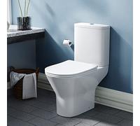 Modern Close Coupled Rimless Round Toilet Ceramic Soft Closing Seat White | Raze