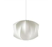Modern Cloth Art Lantern Pendant - 1-Light Mid-Century Chaner, Flat Shape Silkworm Cocoon Lamp for Living Room, Dining, Cafe - 110V-120V
