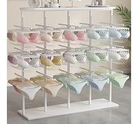 Modern Clothes Retail Space Saver Garment Rack, Adjustable Underwear Rack Bra Display Fixture Double Sided Hanging Rods, Clothing Store Hanger Metal Storage Shelves, Jewelry Keyring Shelf So