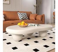 Modern Cloud Coffee Table with 3 Ball Legs - Irregular Oval End Table for Living Room & Bedroom - Slish White Design, 100cm, Perfect Coffee Tables for Home Decor