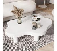 Modern Cloud Shaped Coffee Table Irregular Round Wood End Table with Thick Legs Stylish Living Room Furniture Unique Design for Home Decor