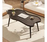 Modern Cloud Shaped Coffee Table with Raised Edges Metal Legs & Density Board Top Stylish Sofa Desk for Living Room Bedroom Lounge Available in 80 100 120 cm Sizes (Black 120x60x48 cm)
